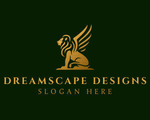 Premium Winged Lion logo design