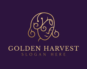 Golden Beautiful Woman logo design