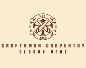 Wood Carpenter Tools logo design