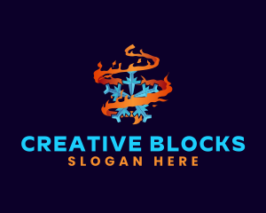 Snowflake Fire Element logo design