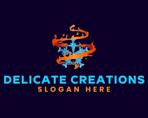 Snowflake Fire Element logo design