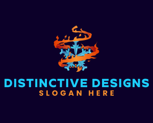 Snowflake Fire Element logo design