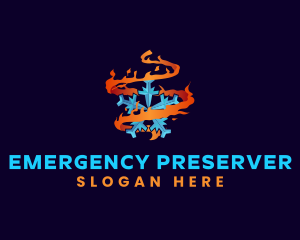 Snowflake Fire Element logo design