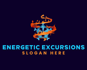 Snowflake Fire Element logo design