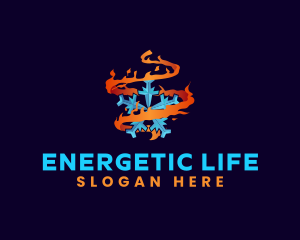 Snowflake Fire Element logo design