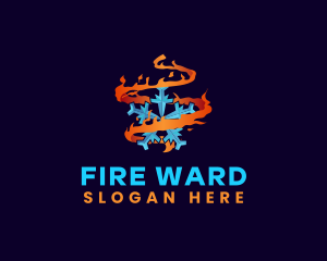 Snowflake Fire Element logo design