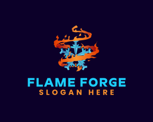 Snowflake Fire Element logo design