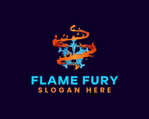 Snowflake Fire Element logo design