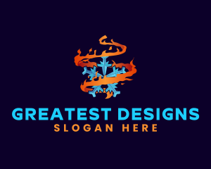 Snowflake Fire Element logo design