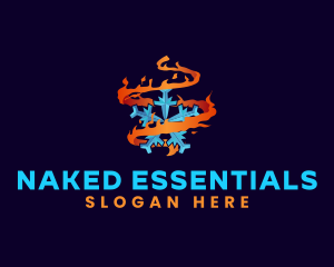 Snowflake Fire Element logo design