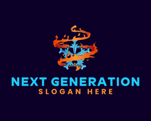 Snowflake Fire Element logo design