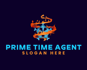 Snowflake Fire Element logo design