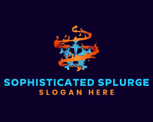 Snowflake Fire Element logo design