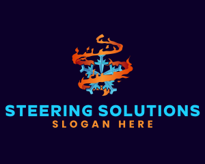 Snowflake Fire Element logo design