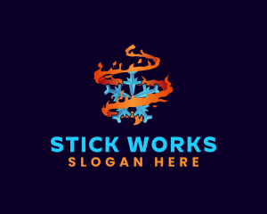 Snowflake Fire Element logo design