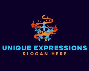 Snowflake Fire Element logo design