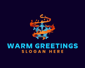 Snowflake Fire Element logo design