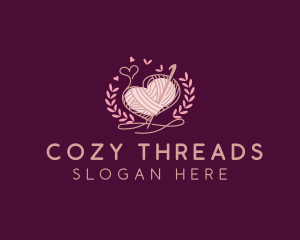 Heart Yarn Knitting logo design