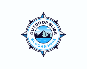 Navigation Compass Mountain logo design