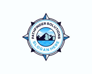 Navigation Compass Mountain logo design