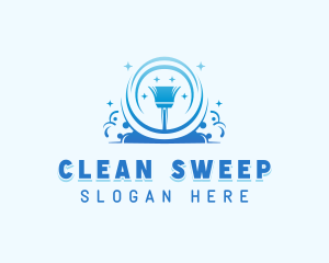 Clean Housekeeping Broom logo design