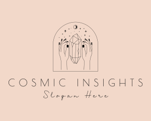 Cosmic Spiritual Crystal Hands logo design