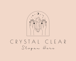 Cosmic Spiritual Crystal Hands logo design