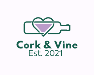 Wine Heart Bottle  logo design