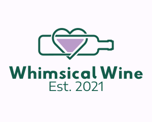 Wine Heart Bottle  logo design