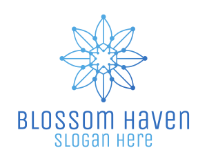 Blue Gradient Outline Flower logo design