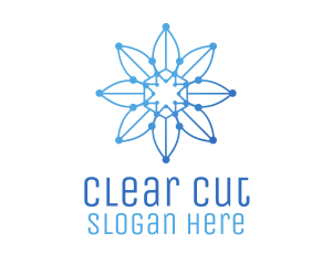 Blue Gradient Outline Flower logo design