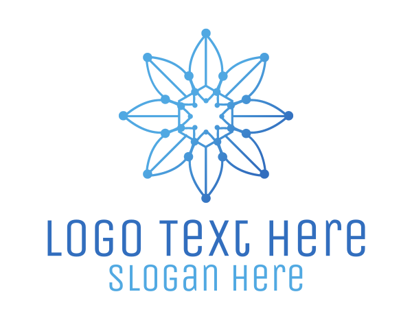 Blue Gradient Outline Flower logo