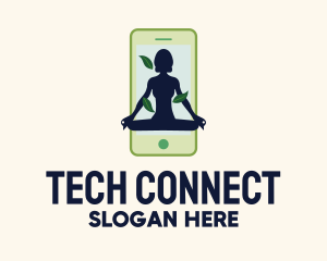 Online Smartphone Yoga Instructor logo design