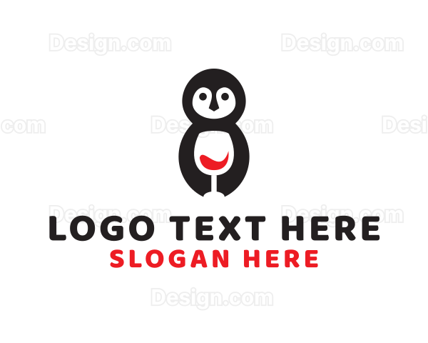 Cute Penguin Wine Logo