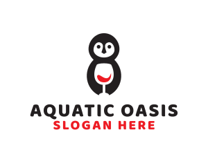 Cute Penguin Wine  logo design