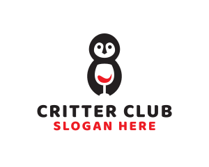 Cute Penguin Wine  logo design