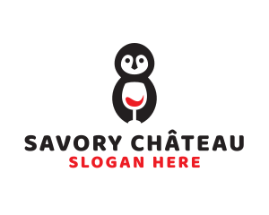 Cute Penguin Wine  logo design