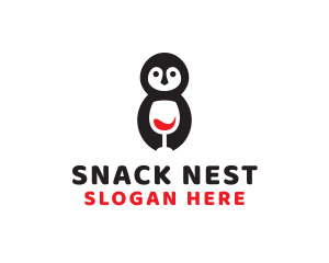 Cute Penguin Wine  logo design