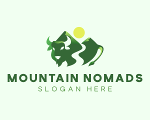 Mountain Buffalo Sun logo design