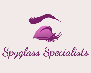 Purple Makeup Eyelashes logo design