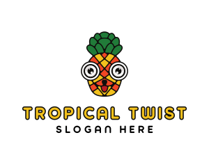 Tropical Pineapple Fruit logo design