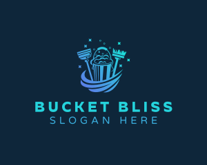 Cleaning Janitorial Bucket  logo design