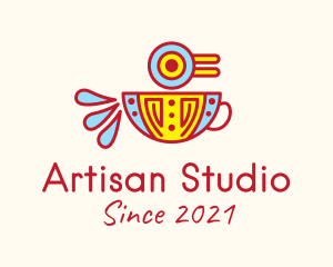 Aztec Bird Coffee Cup  logo design