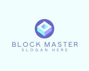 Geometric Cube Block logo design