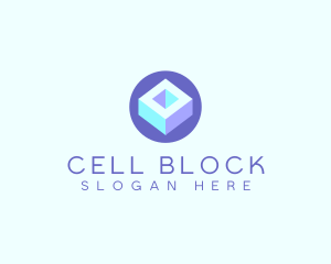 Geometric Cube Block logo design