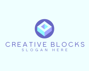 Geometric Cube Block logo design