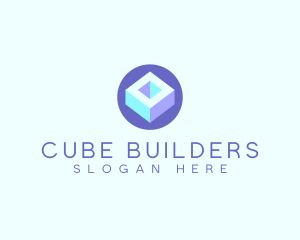 Geometric Cube Block logo design