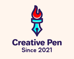 Fire Pen Torch logo design