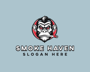 Monkey Smoking Cigarette logo design