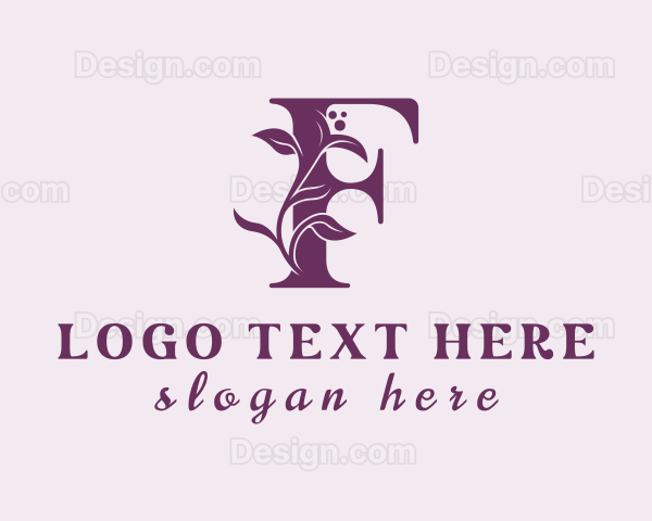 Purple Floral Letter F Logo